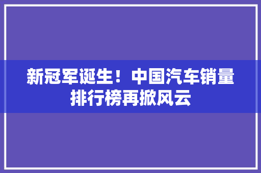 新冠军诞生！中国汽车销量排行榜再掀风云