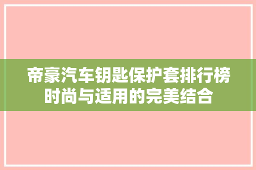帝豪汽车钥匙保护套排行榜时尚与适用的完美结合