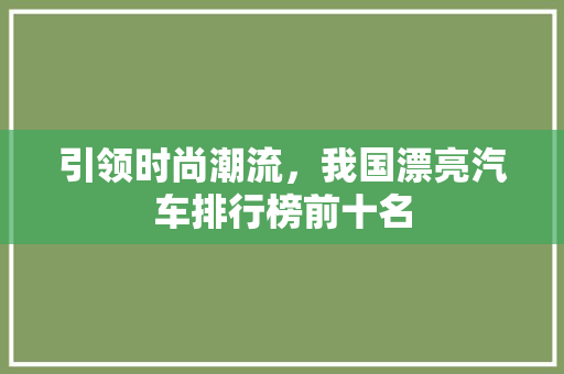 引领时尚潮流，我国漂亮汽车排行榜前十名