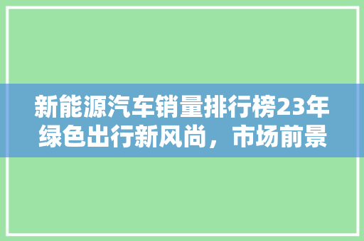 新能源汽车销量排行榜23年绿色出行新风尚，市场前景无限广阔