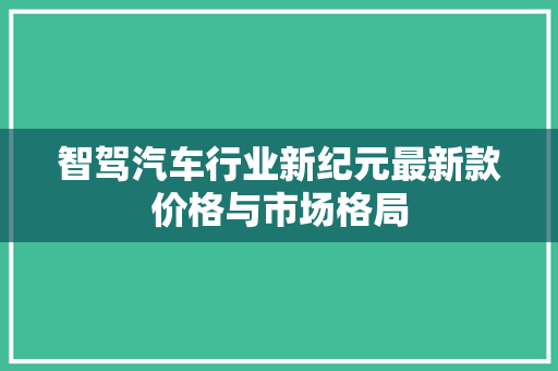 智驾汽车行业新纪元最新款价格与市场格局