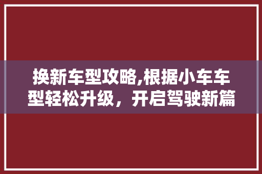 换新车型攻略,根据小车车型轻松升级，开启驾驶新篇章
