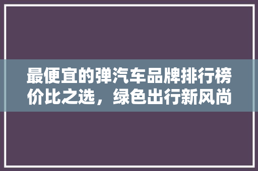 最便宜的弹汽车品牌排行榜价比之选，绿色出行新风尚