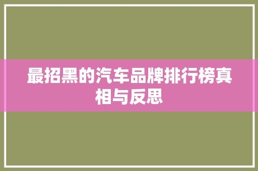 最招黑的汽车品牌排行榜真相与反思