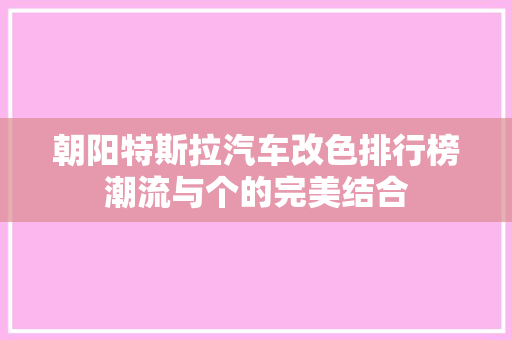 朝阳特斯拉汽车改色排行榜潮流与个的完美结合
