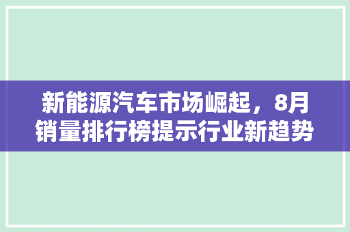 新能源汽车市场崛起，8月销量排行榜提示行业新趋势