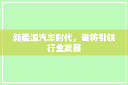 新能源汽车时代，谁将引领行业发展