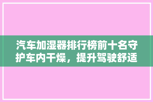 汽车加湿器排行榜前十名守护车内干燥，提升驾驶舒适度