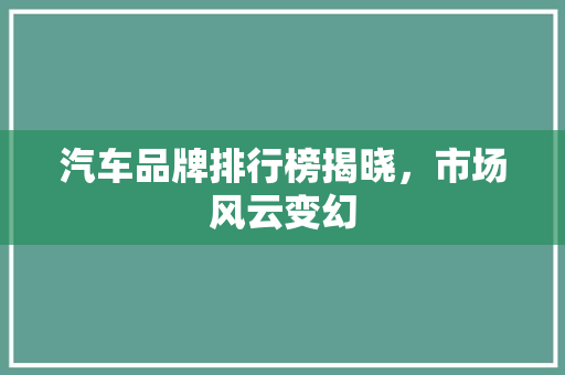 汽车品牌排行榜揭晓，市场风云变幻