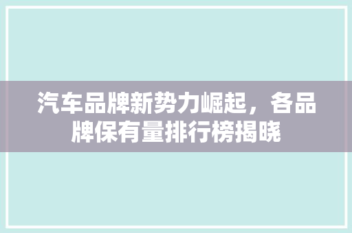 汽车品牌新势力崛起，各品牌保有量排行榜揭晓