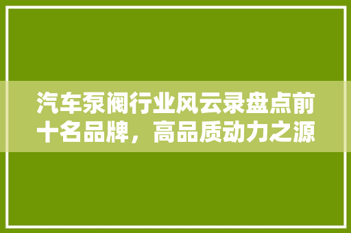 汽车泵阀行业风云录盘点前十名品牌，高品质动力之源