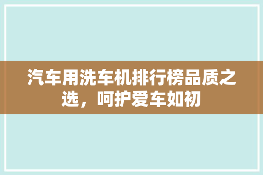 汽车用洗车机排行榜品质之选，呵护爱车如初