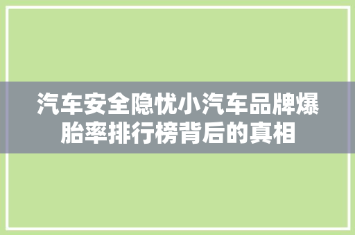 汽车安全隐忧小汽车品牌爆胎率排行榜背后的真相