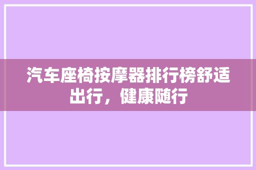 汽车座椅按摩器排行榜舒适出行，健康随行