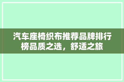 汽车座椅织布推荐品牌排行榜品质之选，舒适之旅