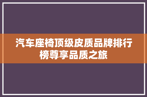 汽车座椅顶级皮质品牌排行榜尊享品质之旅