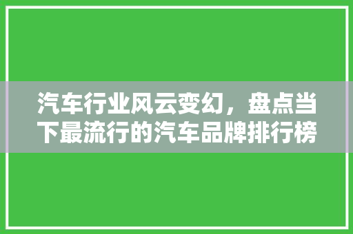 汽车行业风云变幻，盘点当下最流行的汽车品牌排行榜