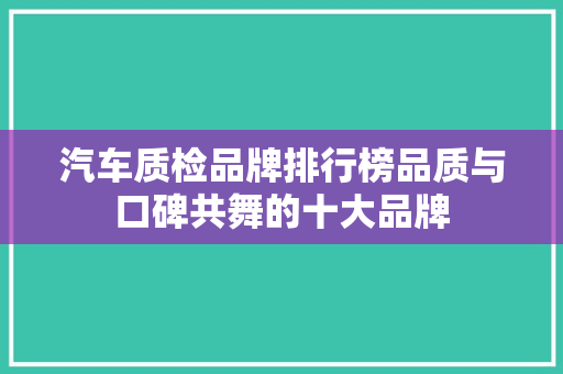 汽车质检品牌排行榜品质与口碑共舞的十大品牌