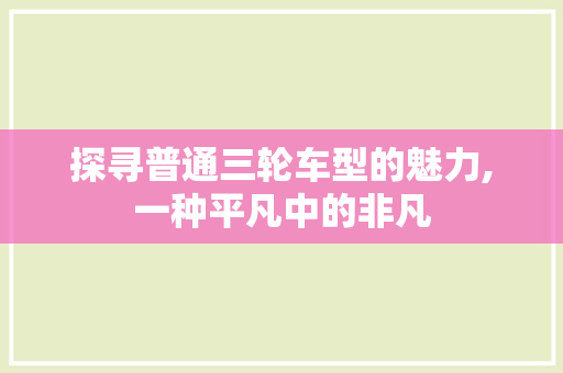 探寻普通三轮车型的魅力,一种平凡中的非凡