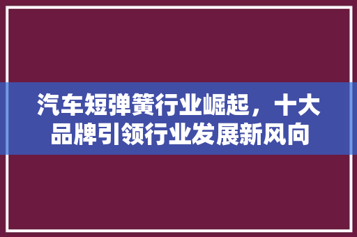 汽车短弹簧行业崛起，十大品牌引领行业发展新风向