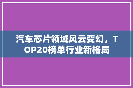 汽车芯片领域风云变幻，TOP20榜单行业新格局