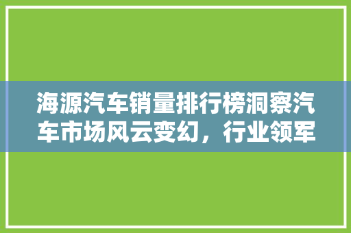 海源汽车销量排行榜洞察汽车市场风云变幻，行业领军品牌