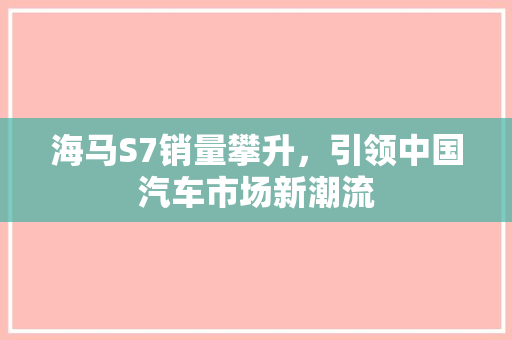 海马S7销量攀升，引领中国汽车市场新潮流
