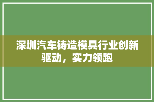 深圳汽车铸造模具行业创新驱动，实力领跑