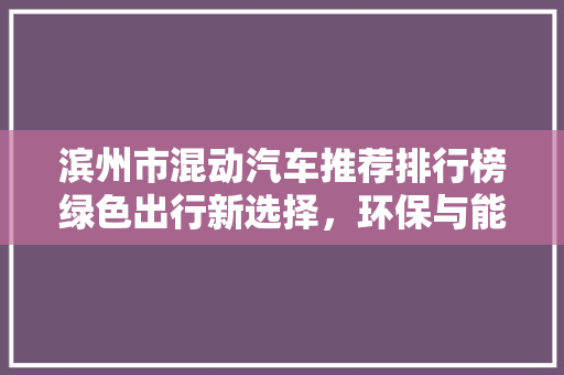 滨州市混动汽车推荐排行榜绿色出行新选择，环保与能的完美融合