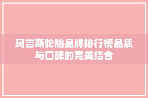 玛吉斯轮胎品牌排行榜品质与口碑的完美结合
