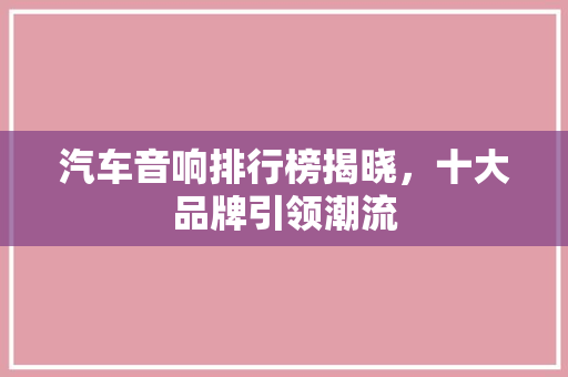 汽车音响排行榜揭晓，十大品牌引领潮流