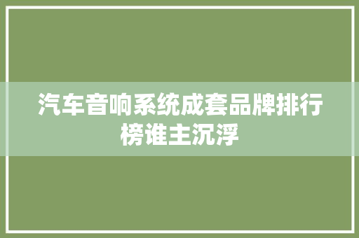 汽车音响系统成套品牌排行榜谁主沉浮