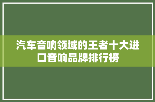 汽车音响领域的王者十大进口音响品牌排行榜