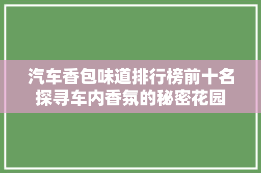 汽车香包味道排行榜前十名探寻车内香氛的秘密花园