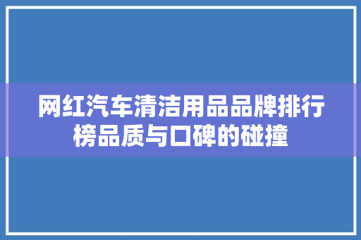 网红汽车清洁用品品牌排行榜品质与口碑的碰撞