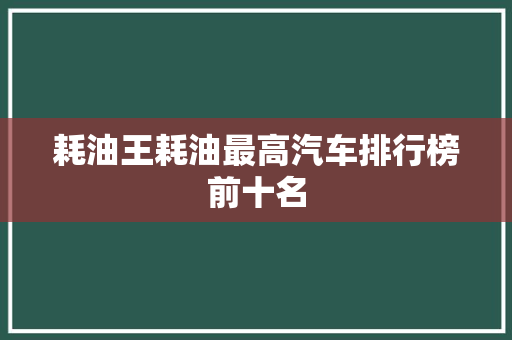 耗油王耗油最高汽车排行榜前十名