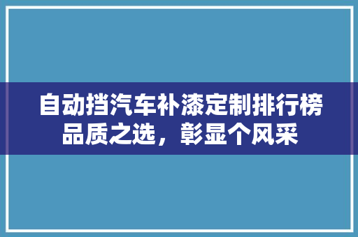 自动挡汽车补漆定制排行榜品质之选，彰显个风采
