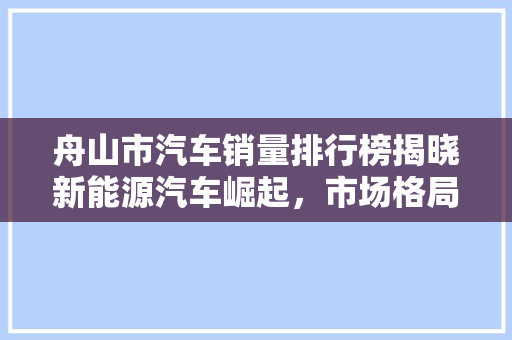 舟山市汽车销量排行榜揭晓新能源汽车崛起，市场格局再创新篇