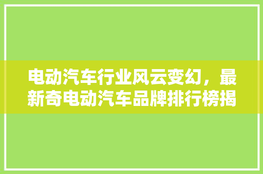 电动汽车行业风云变幻，最新奇电动汽车品牌排行榜揭晓