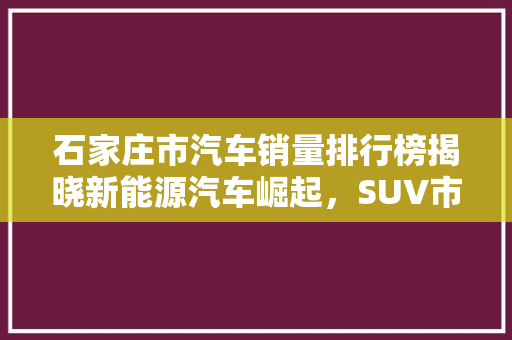 石家庄市汽车销量排行榜揭晓新能源汽车崛起，SUV市场持续火爆