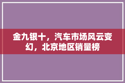金九银十，汽车市场风云变幻，北京地区销量榜