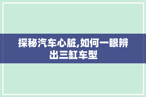 探秘汽车心脏,如何一眼辨出三缸车型