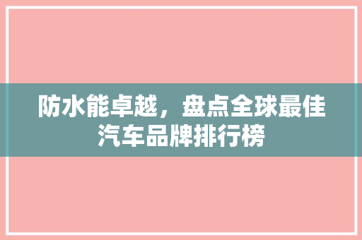 防水能卓越，盘点全球最佳汽车品牌排行榜
