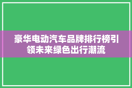 豪华电动汽车品牌排行榜引领未来绿色出行潮流