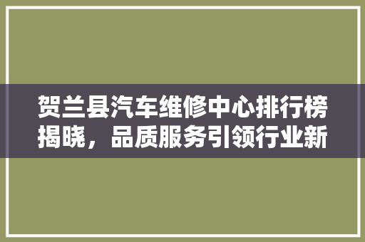 贺兰县汽车维修中心排行榜揭晓，品质服务引领行业新风向