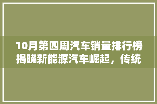 10月第四周汽车销量排行榜揭晓新能源汽车崛起，传统车企面临挑战