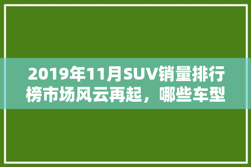 2019年11月SUV销量排行榜市场风云再起，哪些车型脱颖而出