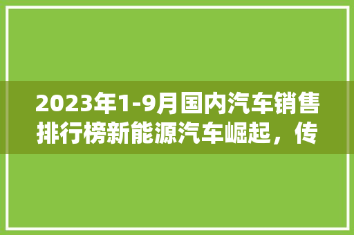 2023年1-9月国内汽车销售排行榜新能源汽车崛起，传统燃油车遭遇挑战