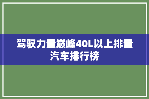 驾驭力量巅峰40L以上排量汽车排行榜