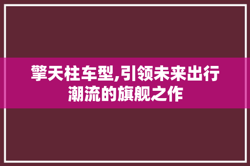擎天柱车型,引领未来出行潮流的旗舰之作